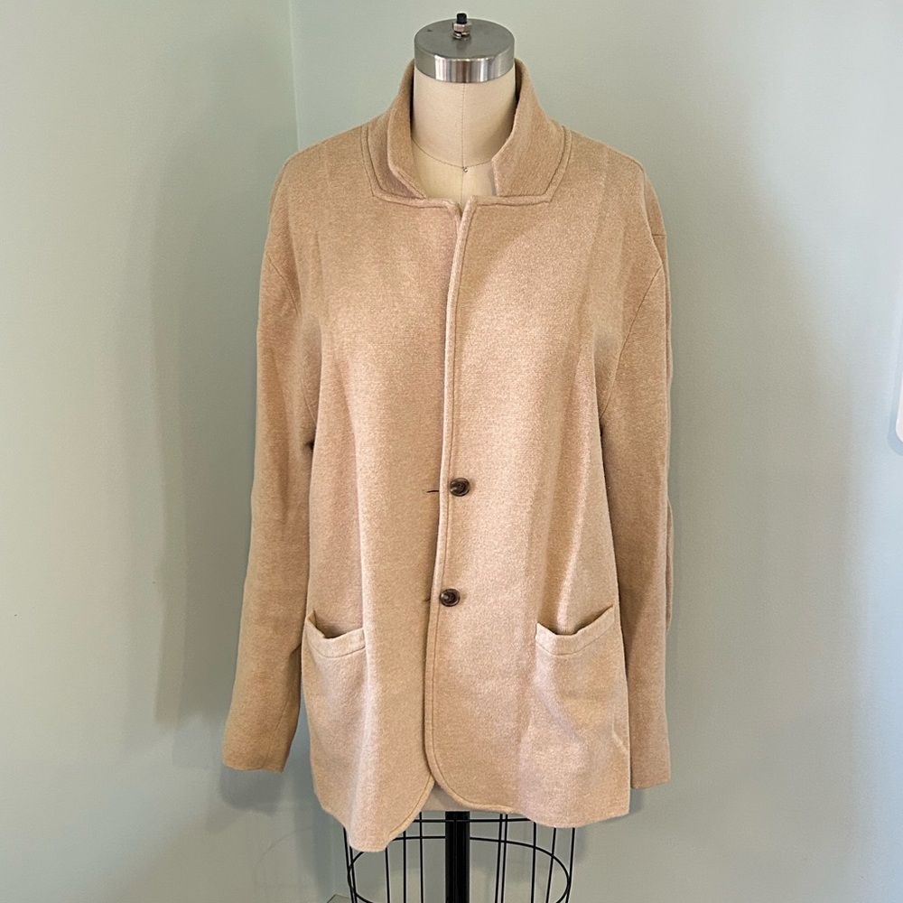 J Crew Mercantile Beige Cream Camel Knit Jacket Cardigan Blazer in XXL